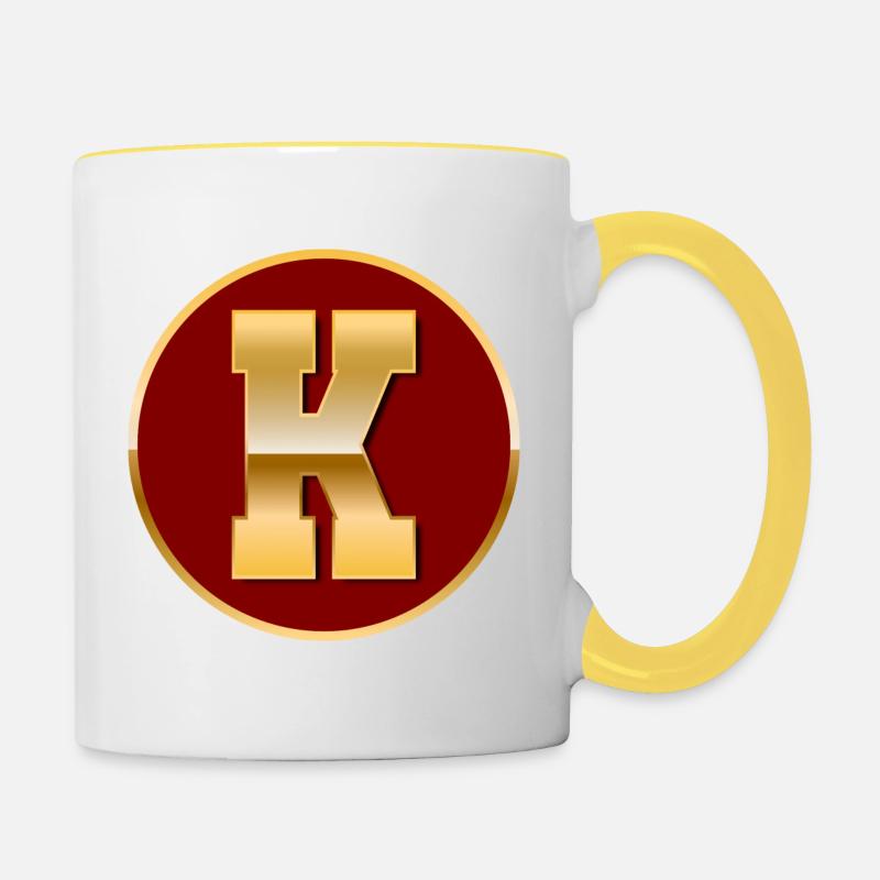 Lettre K - Mug contrasté - blanc/jaune