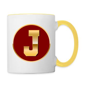 Lettre J - Mug contrasté - blanc/jaune - Droite