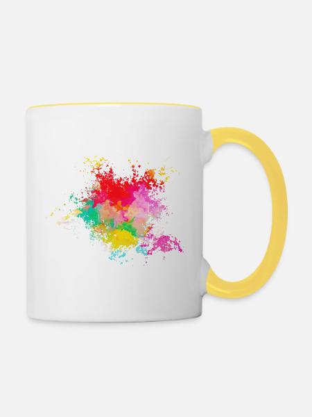 Psychedelisch - Tasse zweifarbig - Weiß/Gelb