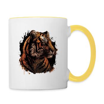 Majestätisches Tiger-Porträt - Tasse zweifarbig - Weiß/Gelb - Rechts