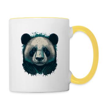 Blue Panda Head - Contrasting Mug - white/yellow - Right