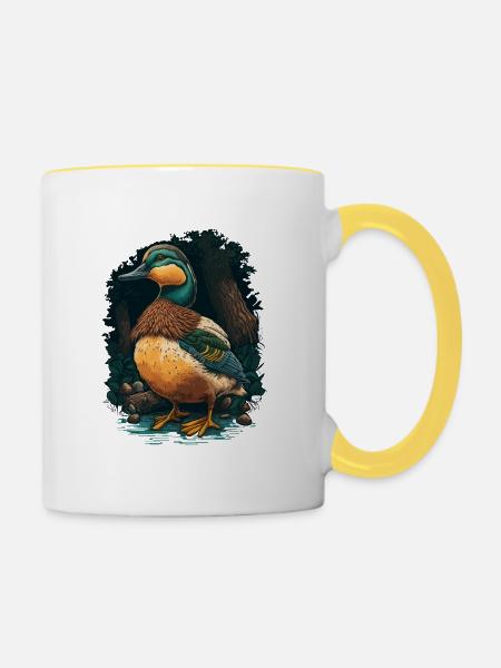 Fick im Wald - Tasse zweifarbig - Weiß/Gelb