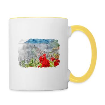 Italy Watercolor Sketch Hand Drawn Illustration - Contrasting Mug - white/yellow - Right