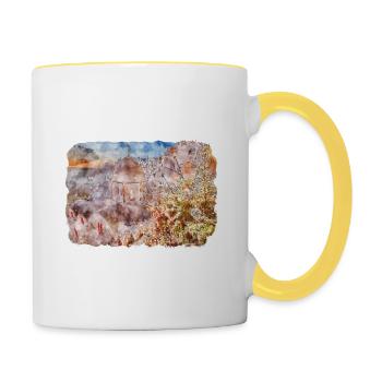 Griechenland Aquarellskizze Handgezeichnete Illustration - Tasse zweifarbig - Weiß/Gelb - Rechts