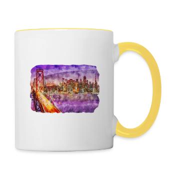 San Francisco Usa Watercolor Sketch Painting - Contrasting Mug - white/yellow - Right