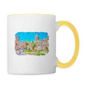Italy Watercolor Sketch Hand Drawn Illustration - Contrasting Mug - white/yellow - Right