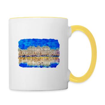 Vienna Austria Watercolor Sketch Illustration - Contrasting Mug - white/yellow - Right