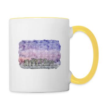 Angleterre Royaume-Uni Aquarelle Croquis Dessin Illustration - Mug contrasté - blanc/jaune - Droite