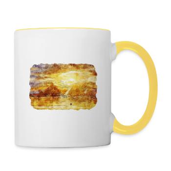 Kairo Ägypten Aquarellskizze Gezeichnete Illustration - Tasse zweifarbig - Weiß/Gelb - Rechts