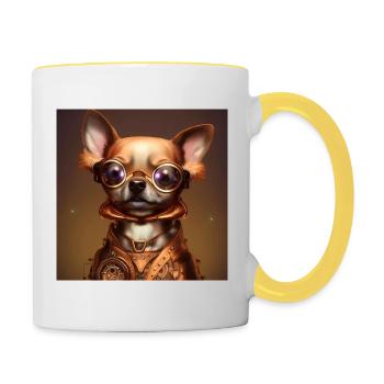 Professor Chihuahua - Tasse zweifarbig - Weiß/Gelb - Rechts