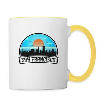 San Francisco Californie États-Unis Skyline Vintage Sunse - Mug contrasté - blanc/jaune - Droite