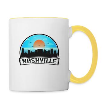 Nashville Tennessee Usa Skyline Vintage Sunset Tra - Tasse zweifarbig - Weiß/Gelb - Rechts