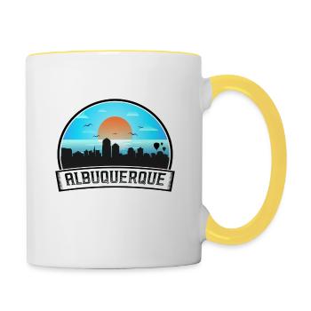Albuquerque New Mexico USA Skyline Vintage Sonnenuntergang - Tasse zweifarbig - Weiß/Gelb - Rechts