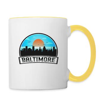 Baltimore Maryland États-Unis Skyline Vintage Sunset - Mug contrasté - blanc/jaune - Droite