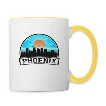 Phoenix Arizona États-Unis Skyline Vintage Sunset Travel - Mug contrasté - blanc/jaune - Droite