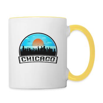 Chicago Illinois États-Unis Skyline Vintage Sunset Travel - Mug contrasté - blanc/jaune - Droite