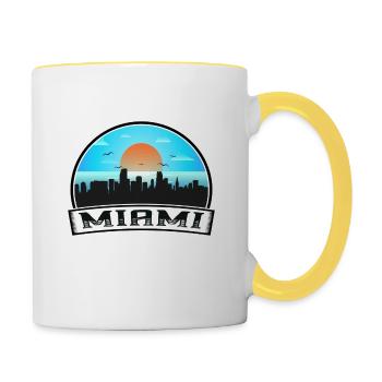 Miami Florida USA Skyline Vintage Sonnenuntergang Reisen So - Tasse zweifarbig - Weiß/Gelb - Rechts