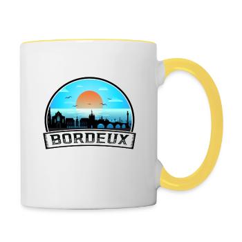 Bordeux France Skyline Vintage Sunset Travel Souve - Contrasting Mug - white/yellow - Right