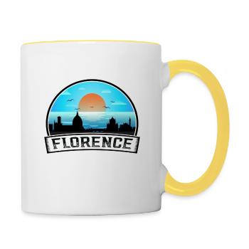Florenz Italien Skyline Vintage Sunset Travel Souve - Tasse zweifarbig - Weiß/Gelb - Rechts