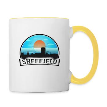 Sheffield Angleterre Skyline Vintage Sunset Travel So - Mug contrasté - blanc/jaune - Droite