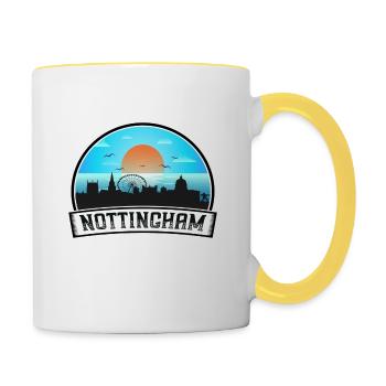 Nottingham Angleterre Skyline Vintage Sunset Travel S - Mug contrasté - blanc/jaune - Droite