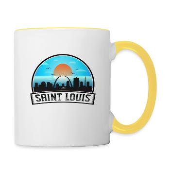 Saint Louis Missouri Usa Skyline Vintage Sunset Tr - Tasse zweifarbig - Weiß/Gelb - Rechts