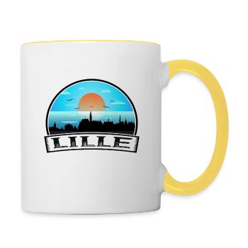 Lille France Skyline Vintage Sunset Travel Souveni - Mug contrasté - blanc/jaune - Droite