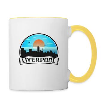 Liverpool Angleterre Skyline Vintage Sunset Travel So - Mug contrasté - blanc/jaune - Droite