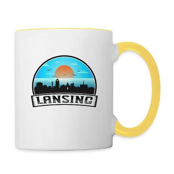 Lansing Michigan États-Unis Skyline Vintage Sunset Travel - Mug contrasté - blanc/jaune - Droite