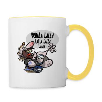 Fußball Fan - Tasse zweifarbig - Weiß/Gelb - Rechts