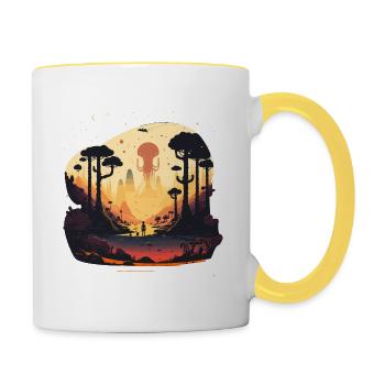 Weltraum - Tasse zweifarbig - Weiß/Gelb - Rechts