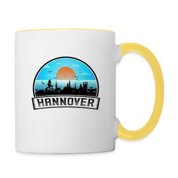 Hanovre Allemagne Skyline Vintage Sunset Travel Sou - Mug contrasté - blanc/jaune - Droite