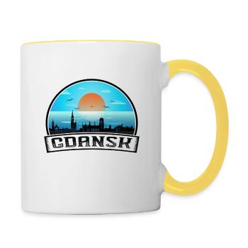 Danzig Polen Skyline Vintage Sonnenuntergang Reise Souven - Tasse zweifarbig - Weiß/Gelb - Rechts