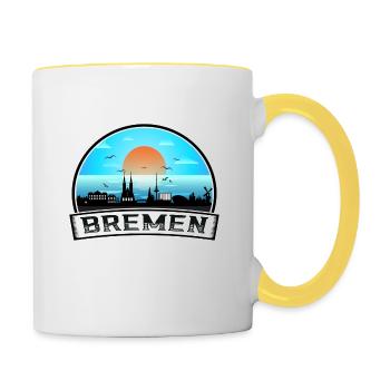 Brême Allemagne Skyline Vintage Sunset Travel Souve - Mug contrasté - blanc/jaune - Droite
