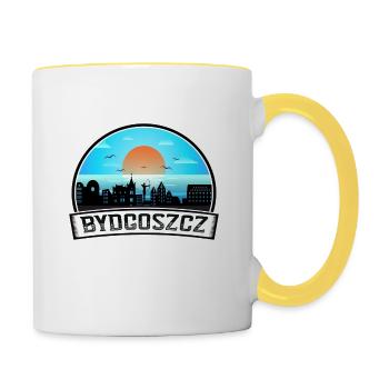 Bydgoszcz Pologne Skyline Vintage Sunset Travel Sou - Mug contrasté - blanc/jaune - Droite