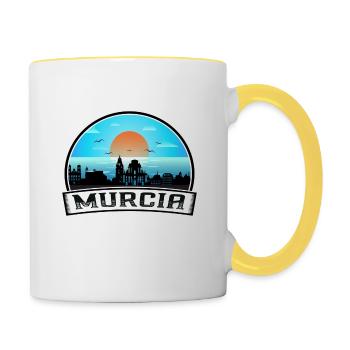Murcie Espagne Skyline Vintage Sunset Travel Souveni - Mug contrasté - blanc/jaune - Droite