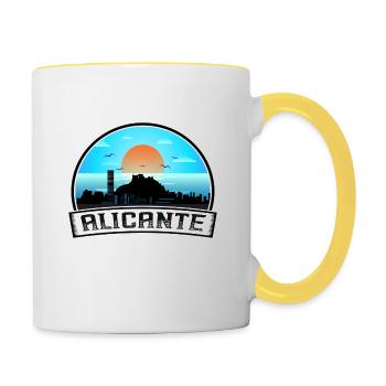 Alicante Espagne Skyline Vintage Sunset Travel Souve - Mug contrasté - blanc/jaune - Droite