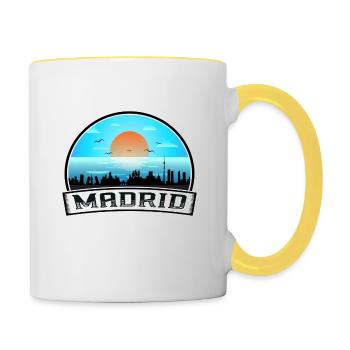 Madrid Espagne Skyline Vintage Sunset Travel Souveni - Mug contrasté - blanc/jaune - Droite