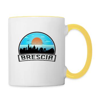 Brescia Italie Skyline Vintage Sunset Travel Souven - Mug contrasté - blanc/jaune - Droite