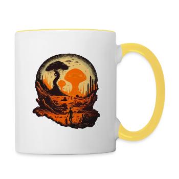 Seltsame außerirdische Welt - Tasse zweifarbig - Weiß/Gelb - Rechts