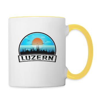 Lucerne Suisse Skyline Vintage Sunset Travel S - Mug contrasté - blanc/jaune - Droite