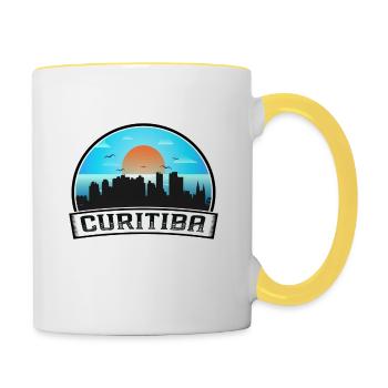 Curitiba Brazil Skyline Vintage Sunset Travel Souv - Contrasting Mug - white/yellow - Right