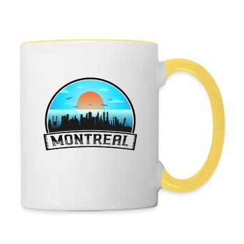 Montreal Canada Skyline Vintage Sunset Travel Souv - Contrasting Mug - white/yellow - Right