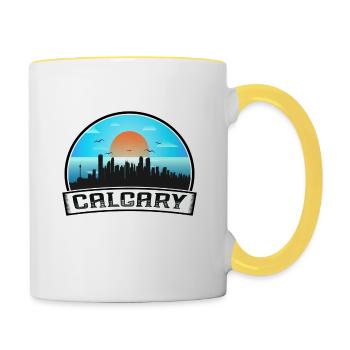 Calgary Canada Skyline Vintage Sunset Travel Souve - Mug contrasté - blanc/jaune - Droite