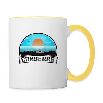 Canberra Australien Skyline Vintage Sunset Travel S - Tasse zweifarbig - Weiß/Gelb - Rechts