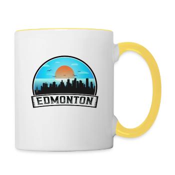 Edmonton Canada Skyline Vintage Sunset Travel Souv - Mug contrasté - blanc/jaune - Droite