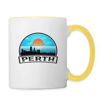 Perth Australie Skyline Vintage Sunset Travel Souv - Mug contrasté - blanc/jaune - Droite