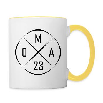 OMA 23 Kreis Kreuz Design - Tasse zweifarbig - Weiß/Gelb - Rechts