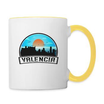 Valencia Venezuela Skyline Vintage Sunset Travel S - Mug contrasté - blanc/jaune - Droite