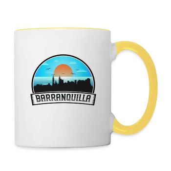 Barranquilla Colombie Skyline Vintage Sunset Trave - Mug contrasté - blanc/jaune - Droite